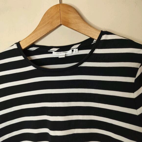 Chico's Striped Long Flare Sleeve Top - Picture 4 of 7